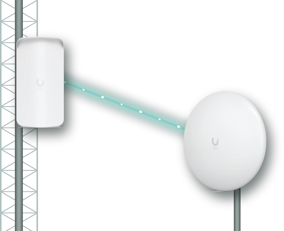 Ubiquiti Wave AP Gen2 on a tower linking over 60 GHz to a Wave Long-Range dish