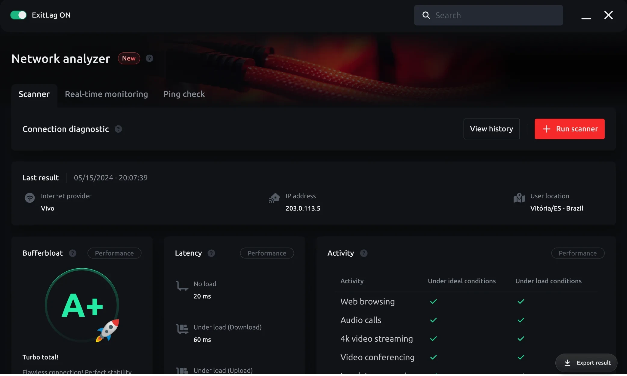 ExitLag app &ndash; Network analyser