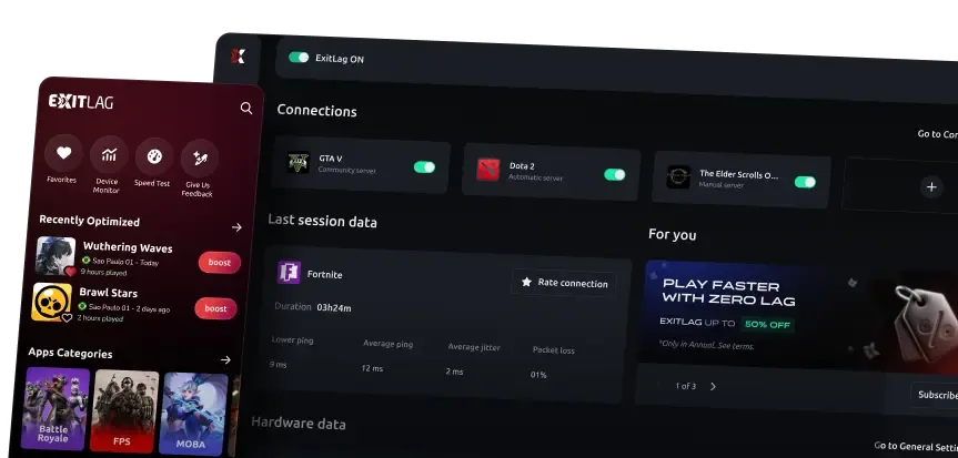 ExitLag desktop and mobile apps