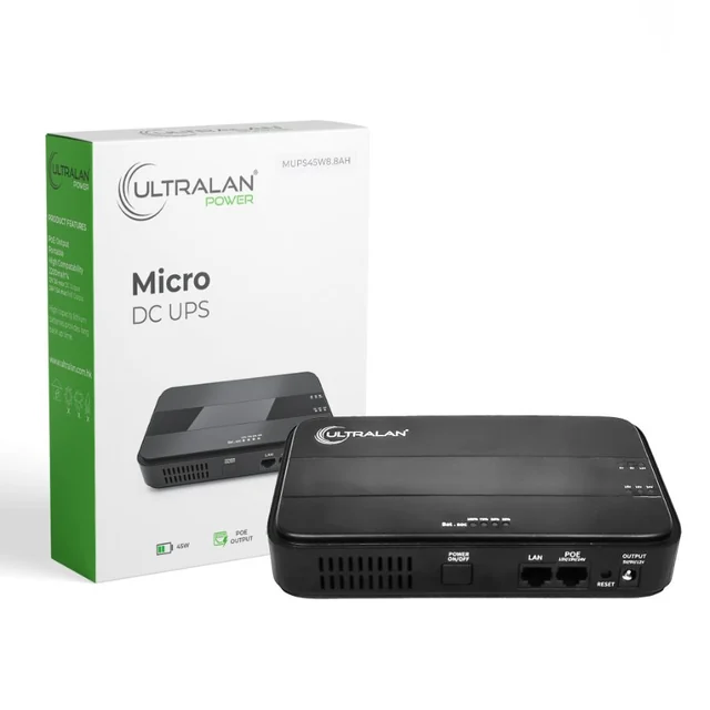 MUPS45W8.8AH &ndash; UltraLAN Mini DC UPS with PoE, 45W 8.8Ah